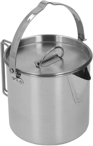 Stainless Steel Camping Kettle, 1.2L Stainless Steel Camping Kettle, Portable Teapot Coffee Maker Outdoor Cooker, Suitable for Hiking, Camping and picnics