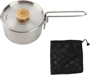 Stainless Steel Camping Pot with Lid, Camping Kettle Portable Coffee Pot 1L Camping Tea Kettle with Detachable Handle Travel Coffee Pot Hiking Picnic Backpacking