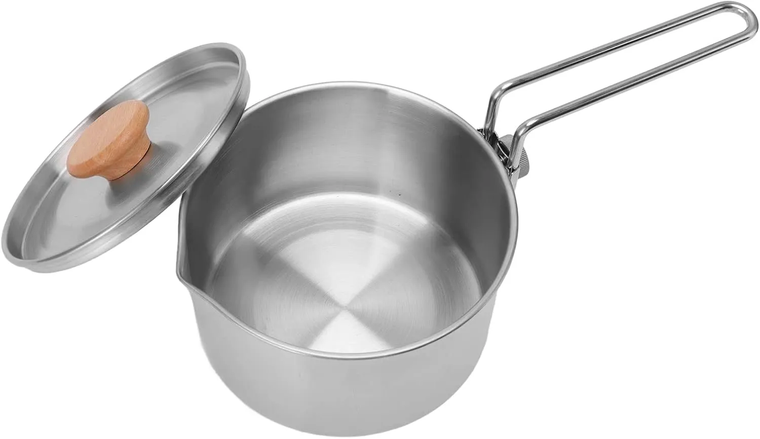Stainless Steel Camping Tea Pot with 1L Large Capacity, Easy Pour Spout, Removable Handle, Multifunctional Tea Kettle for Camping, Picnic, Compact Design