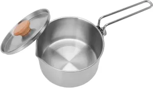 Stainless Steel Camping Tea Pot with 1L Large Capacity, Easy Pour Spout, Removable Handle, Multifunctional Tea Kettle for Camping, Picnic, Compact Design