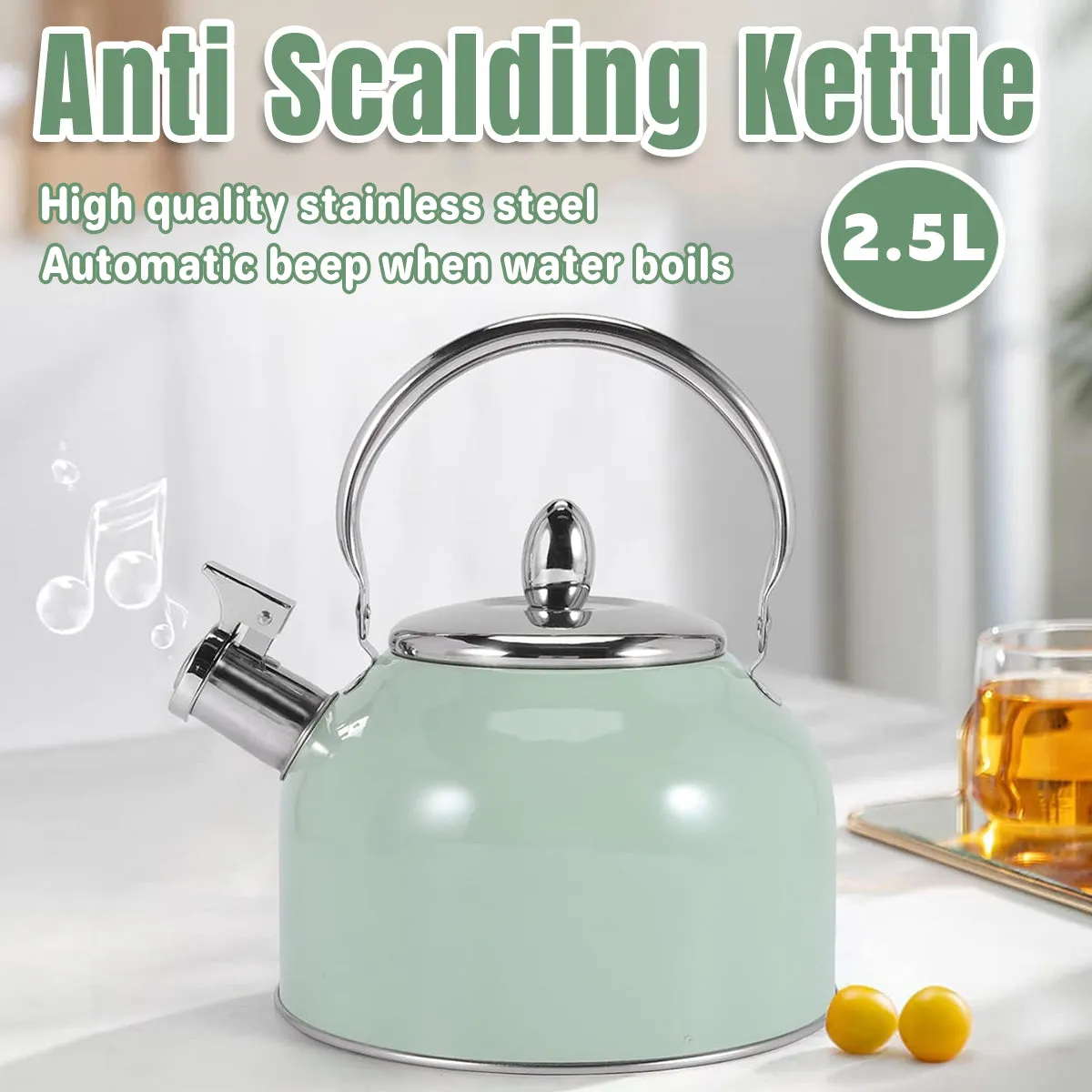 Stainless Steel Kettle 2.5L Household Water Boiler Anti Scalding Tea Pot Durable