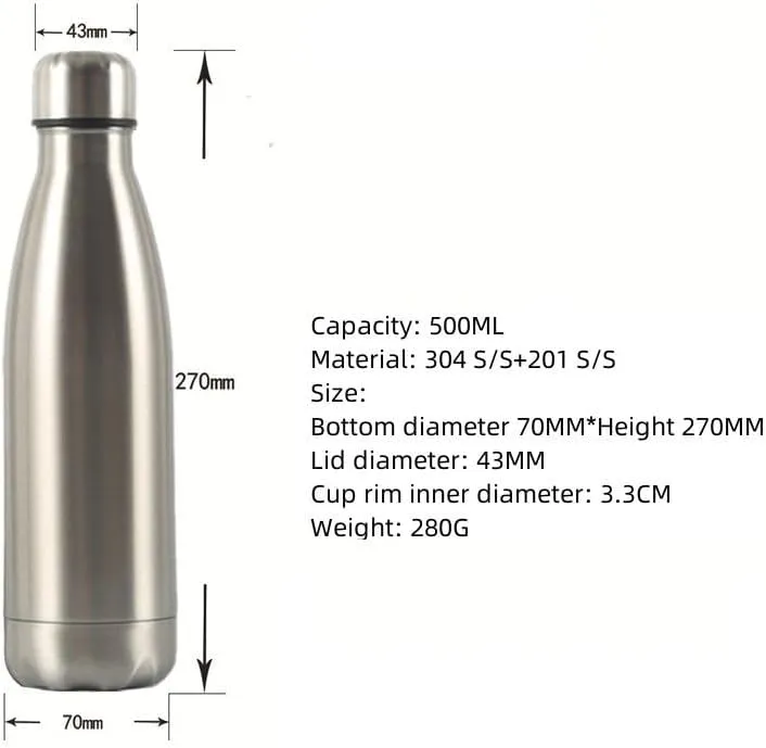 Stainless Steel Kettle 500ML, Double-layer Sports Water Bottle, Suitable For Outdoor Cycling And Camping(WHITE)