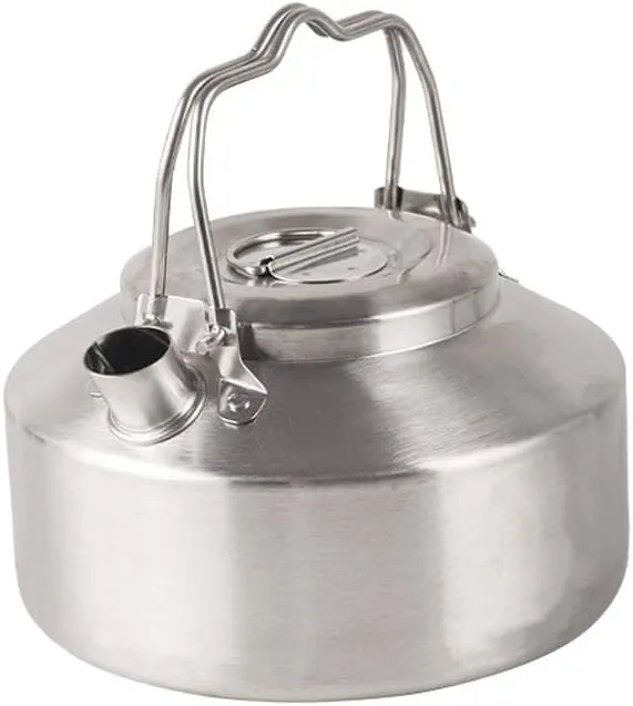 Stainless Steel Kettle Locking Handle Camping Hung Pot Portable Coffee Pot Picnic Cooker 900ml Teapot Cooking Accessory