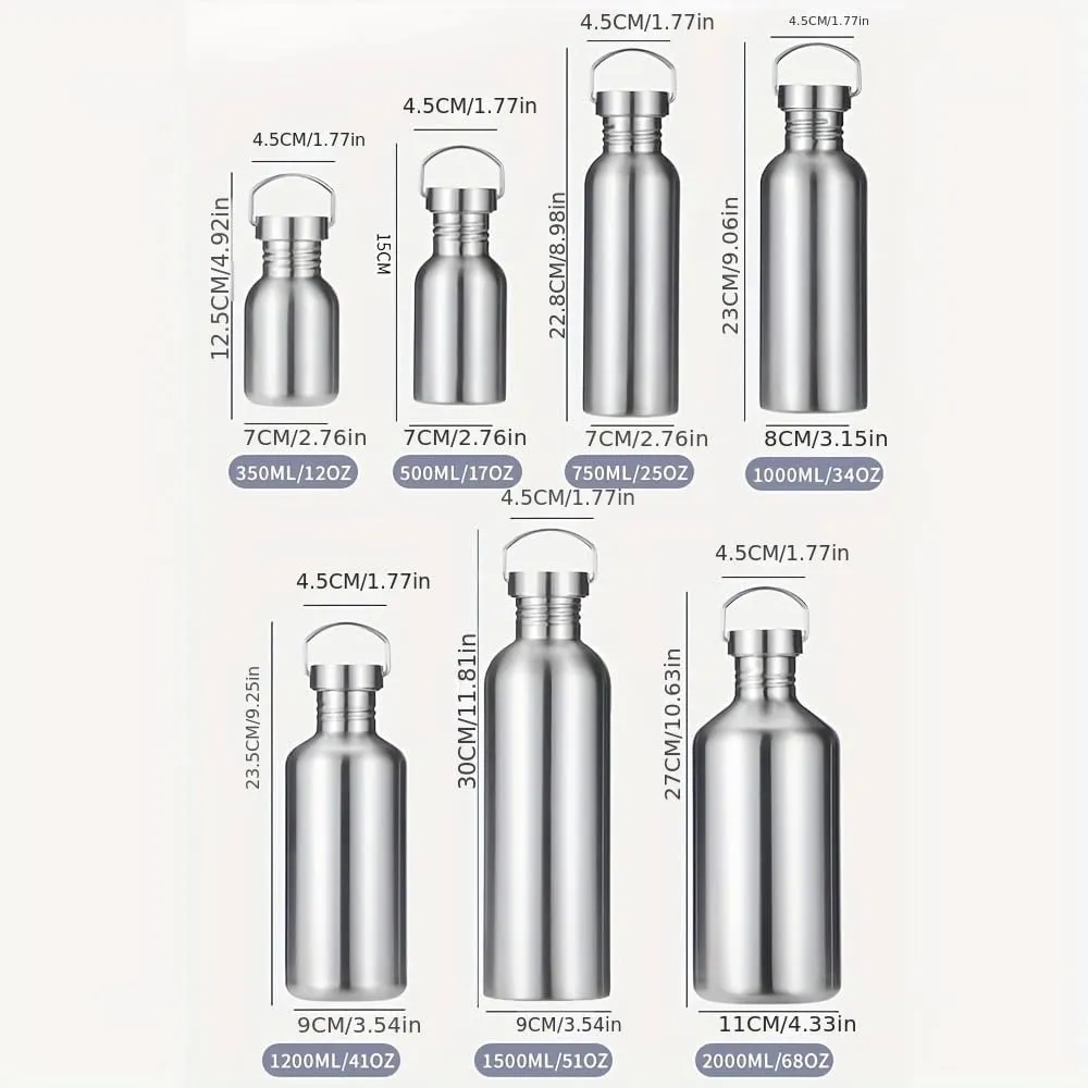 Stainless Steel Water Bottle Single Wall Metal Bottle Large Camping Water Cup with Handle Wide Mouth Leak Proof Lightweight Sports Kettle Cup (34 oz)