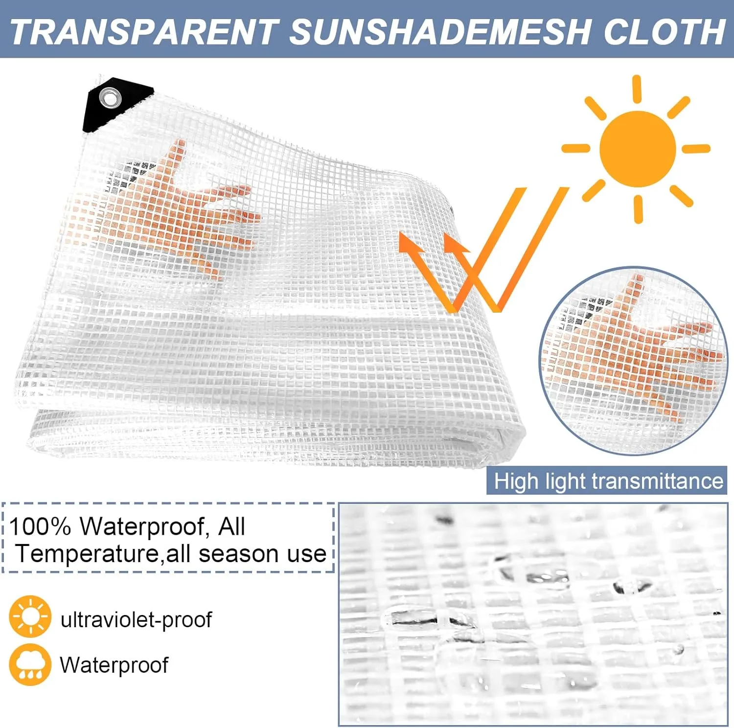 STARPYNG-10 Mil Clear/White 10X12 Feet Tarp-Heavy Duty Clear Mesh Tarp-Waterproof Tarp, UV Resistance,Greenhouse, Canopy, Tent, Yard and Outdoor Activities