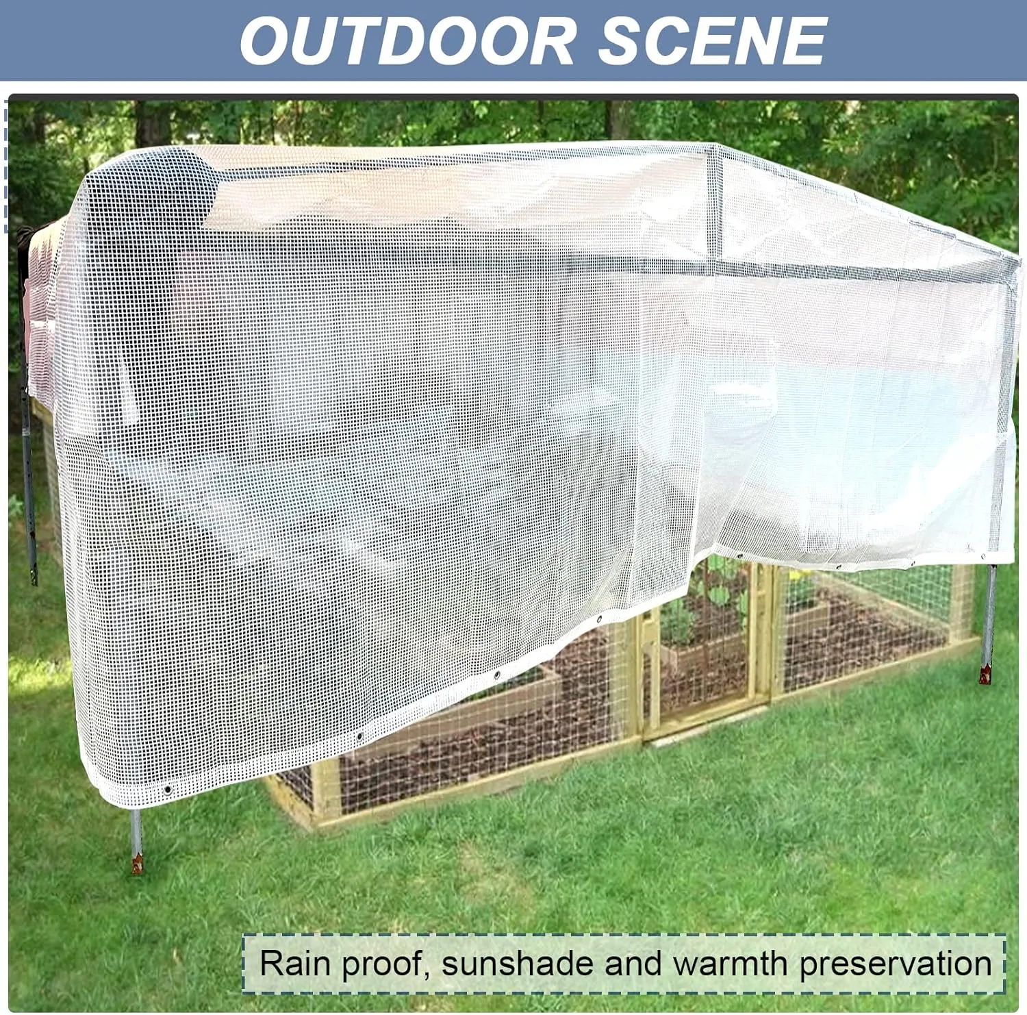STARPYNG-10 Mil Clear/White 10X12 Feet Tarp-Heavy Duty Clear Mesh Tarp-Waterproof Tarp, UV Resistance,Greenhouse, Canopy, Tent, Yard and Outdoor Activities