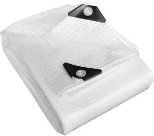 STARPYNG-10 Mil Clear/White 10X12 Feet Tarp-Heavy Duty Clear Mesh Tarp-Waterproof Tarp, UV Resistance,Greenhouse, Canopy, Tent, Yard and Outdoor Activities