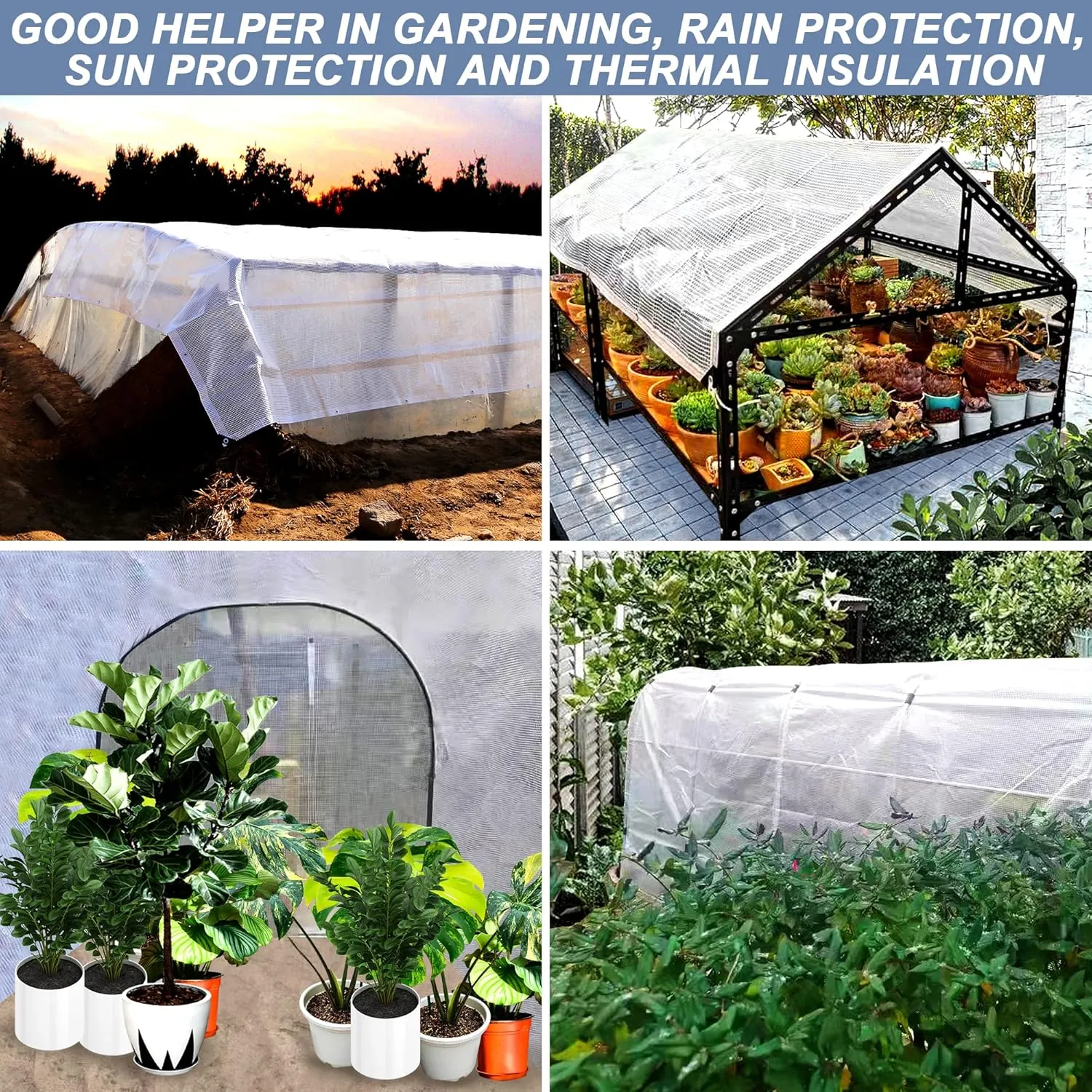 STARPYNG-10 Mil Clear/White 10X12 Feet Tarp-Heavy Duty Clear Mesh Tarp-Waterproof Tarp, UV Resistance,Greenhouse, Canopy, Tent, Yard and Outdoor Activities