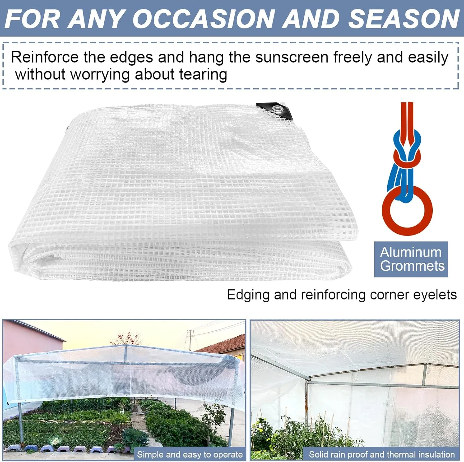 STARPYNG-10 Mil Clear/White 10X12 Feet Tarp-Heavy Duty Clear Mesh Tarp-Waterproof Tarp, UV Resistance,Greenhouse, Canopy, Tent, Yard and Outdoor Activities