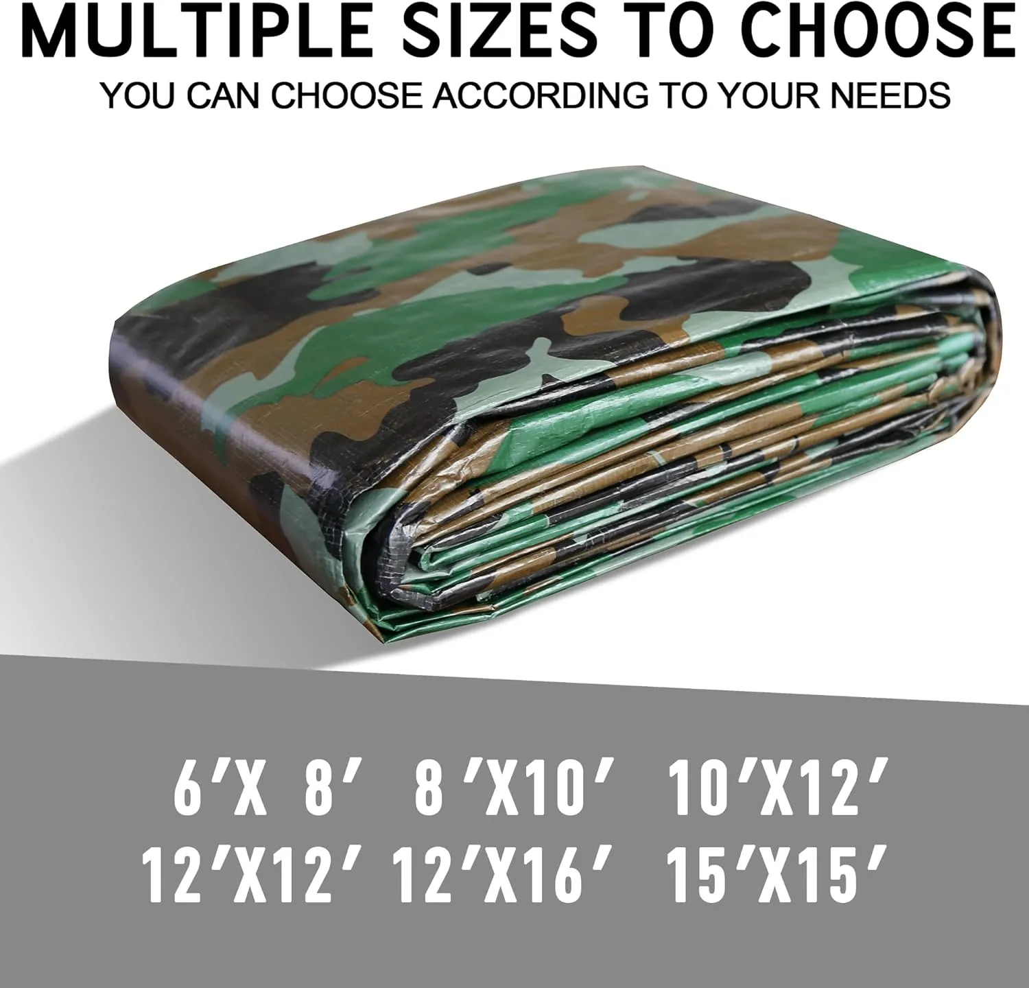 STARPYNG-7 Mil Camouflage 10x12 Feet Tarp-Multifunctional Camo Waterproof Tarpaulin-Waterproof, UV Resistant, Rip and Tear Resistant, Poly Tarpaulin with Reinforced Edges for Cover
