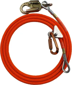 Steel Core Flip Line Kit for Tree Climbing, 5/8 in x 12 ft - USA Made, Adjustable Tree Lanyard, Arborist Equipment Positioning Lanyard, Low Stretch & Cut Resistant