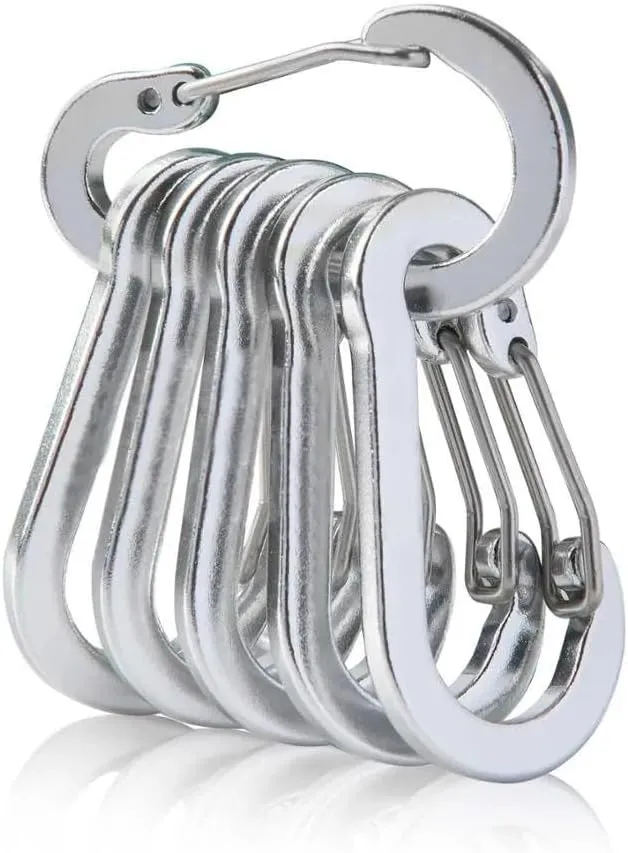 Steel Small Carabiner Clips Outdoor Camping Tool 6pcs Carabiner