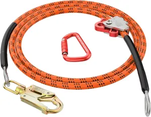 Steel Wire Core Flipline 1/2" X 10ft Fall Protection Arborist Climbing Flip Line Tree Climbing Rope with Steel Swivel Snap Hook Triple Lock Carabiner Rope Grab Adjuster