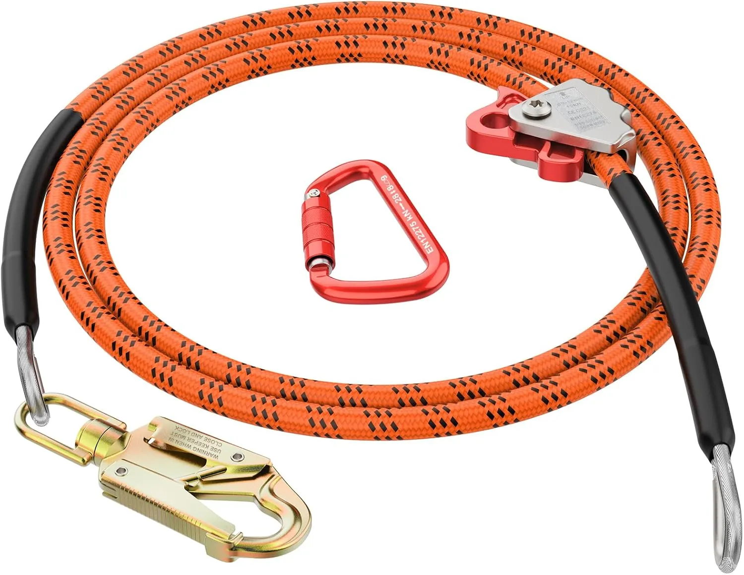 Steel Wire Core Flipline 1/2" X 10ft Fall Protection Arborist Climbing Flip Line Tree Climbing Rope with Steel Swivel Snap Hook Triple Lock Carabiner Rope Grab Adjuster