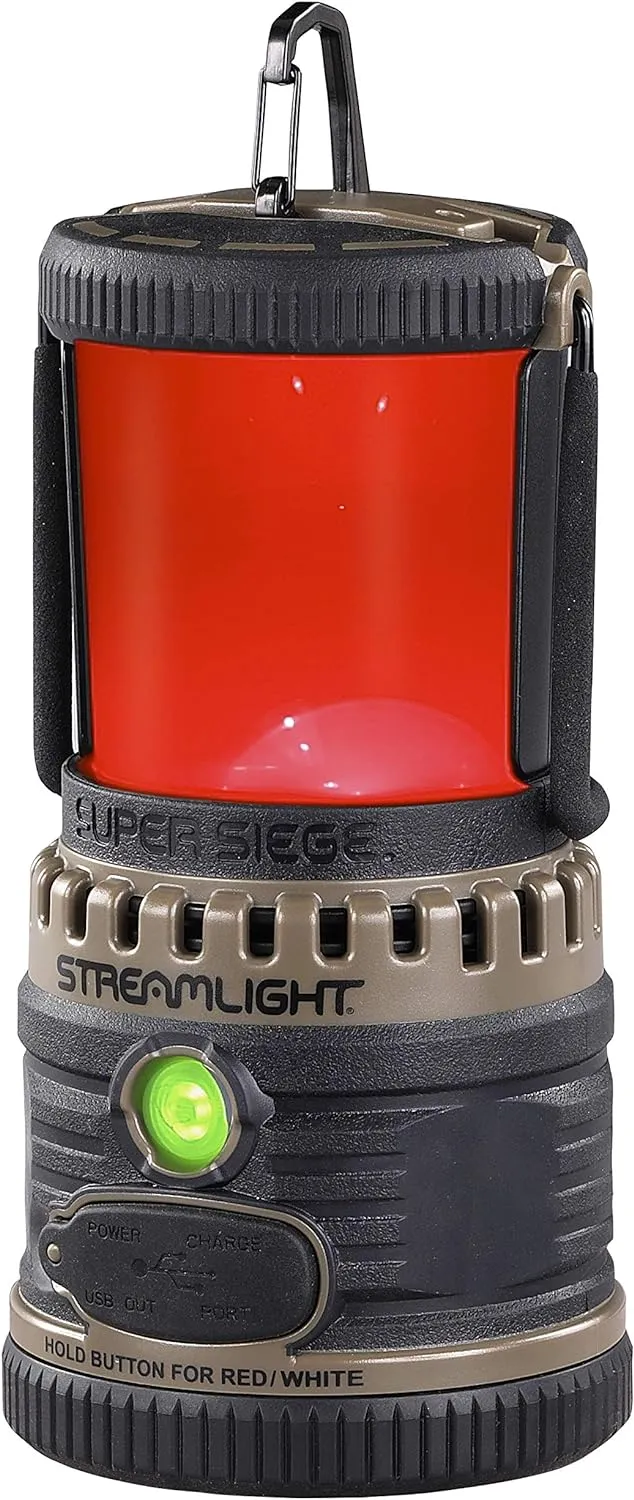 Streamlight 44947 Super Siege 1100-Lumen Rechargeable Lantern with 120-Volt AC Charger, Coyote