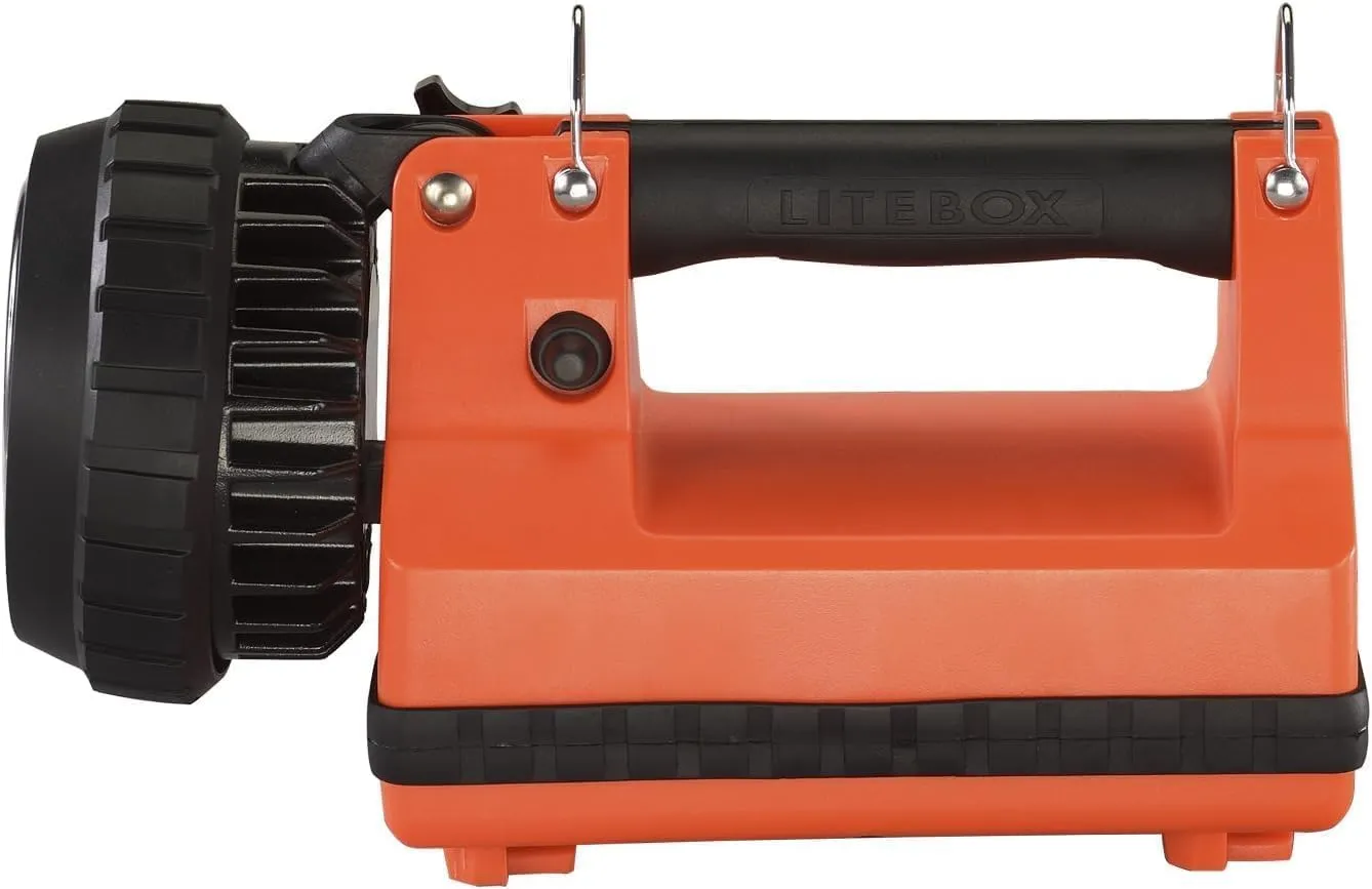 Streamlight 45857 E-Spot LiteBox 1500-Lumen 110000 Candela Rechargeable Spot Beam Lantern with Power Failure System, AC/DC Charging, Heavy Duty Shoulder Strap and Mounting Rack, Orange