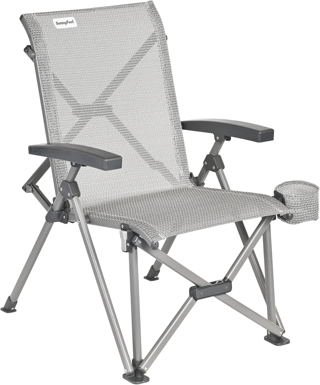 SUNNYFEEL Ergonomic High-Back Camping Chair - 1 Second Folding Chair with 500lbs Capacity, Breathable Back Support for Outdoor, Lawn, Hiking, Fishing (Grey)