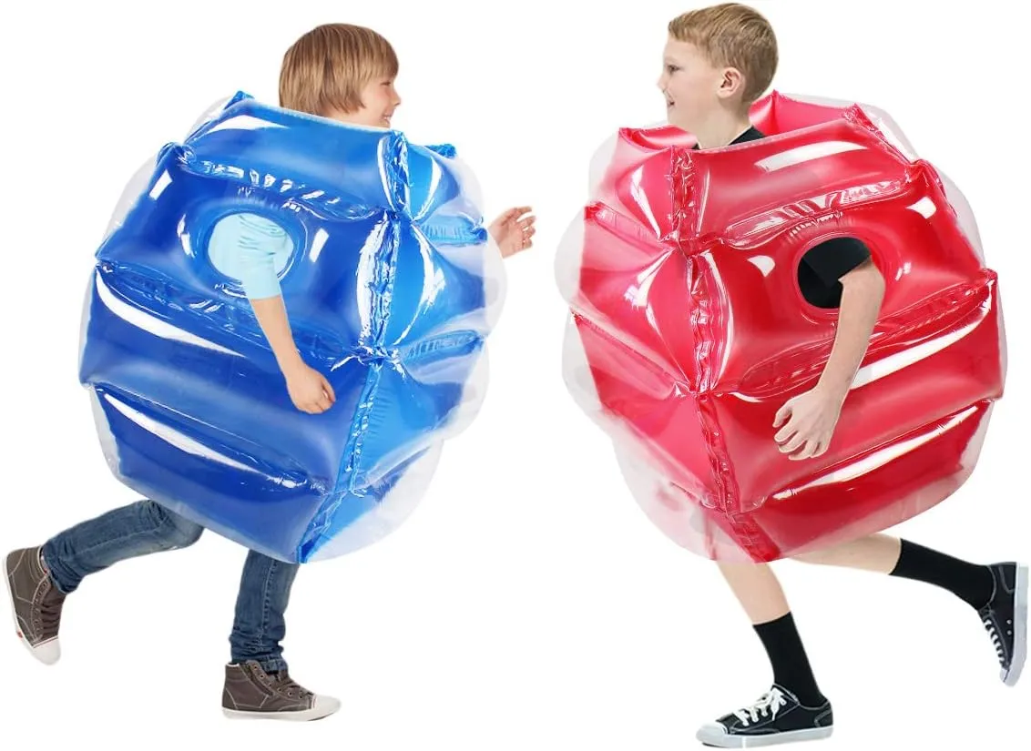 SUNSHINEMALL 2PC Sumo Balls, Inflatable Body Sumo Balls Bopper Toys for Kids 26" - Heavy Duty PVC Vinyl Suits for Grassland or Other Outdoors Play (2PC Blue Pink 26inch)