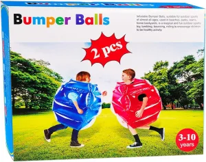 SUNSHINEMALL 2PC Sumo Balls, Inflatable Body Sumo Balls Bopper Toys for Kids 26" - Heavy Duty PVC Vinyl Suits for Grassland or Other Outdoors Play (2PC Blue Pink 26inch)