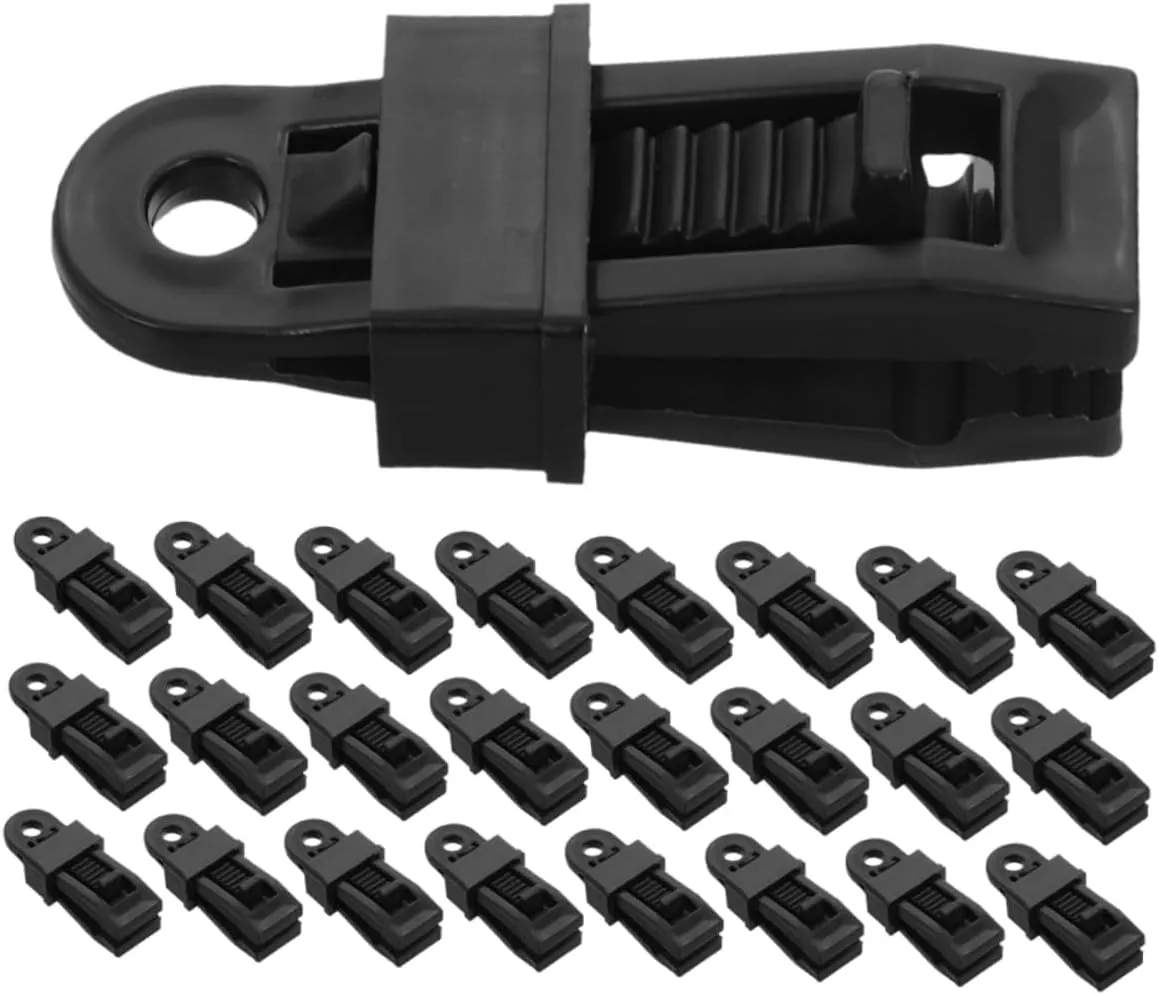 SUPVOX 50pcs Heavy Duty Windproof Tent Clips with Lock Grip Outdoor Canopy Fixers for Camping Hiking Durable Tarp Fasteners with Convenient Hanging Hook for Secure Tarp Management