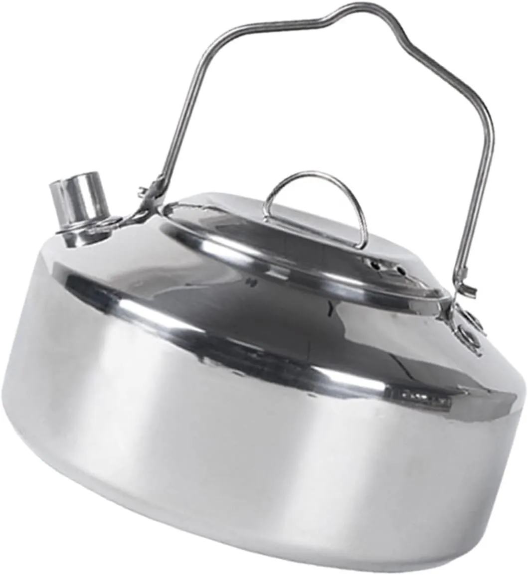 SUPVOX Camping Tea Kettle Portable Outdoor Water Pot 1000ml Stainless Steel Stovetop Kettle Compact Camping Cookware