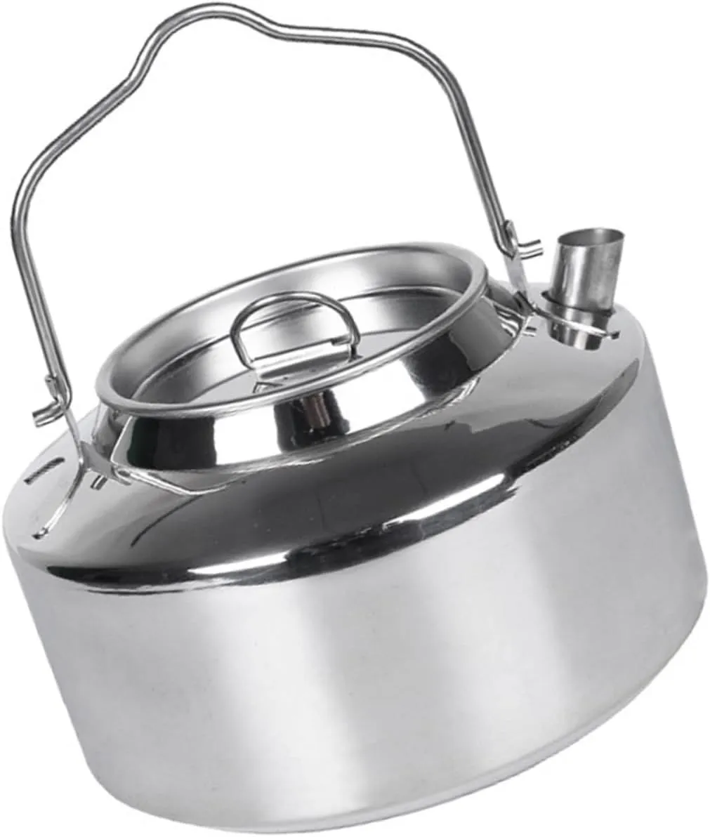 SUPVOX Large Capacity Water Kettle Stainless Steel Tea Pot for Outdoor Professional Camping Tea Kettle Locking Handle
