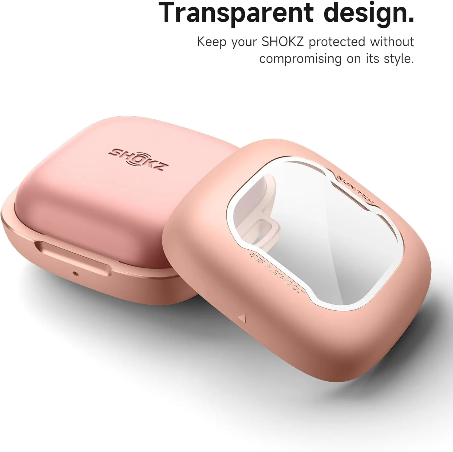 SURITCH for SHOKZ OpenFit Air Case Cover, Magnetic Locking Cases for SHOKZ OpenFit Air Open-Ear Headphones, Protective Bumper Cover with Carabiner & Keyring for OpenFit Air Earbuds (2024), Pink