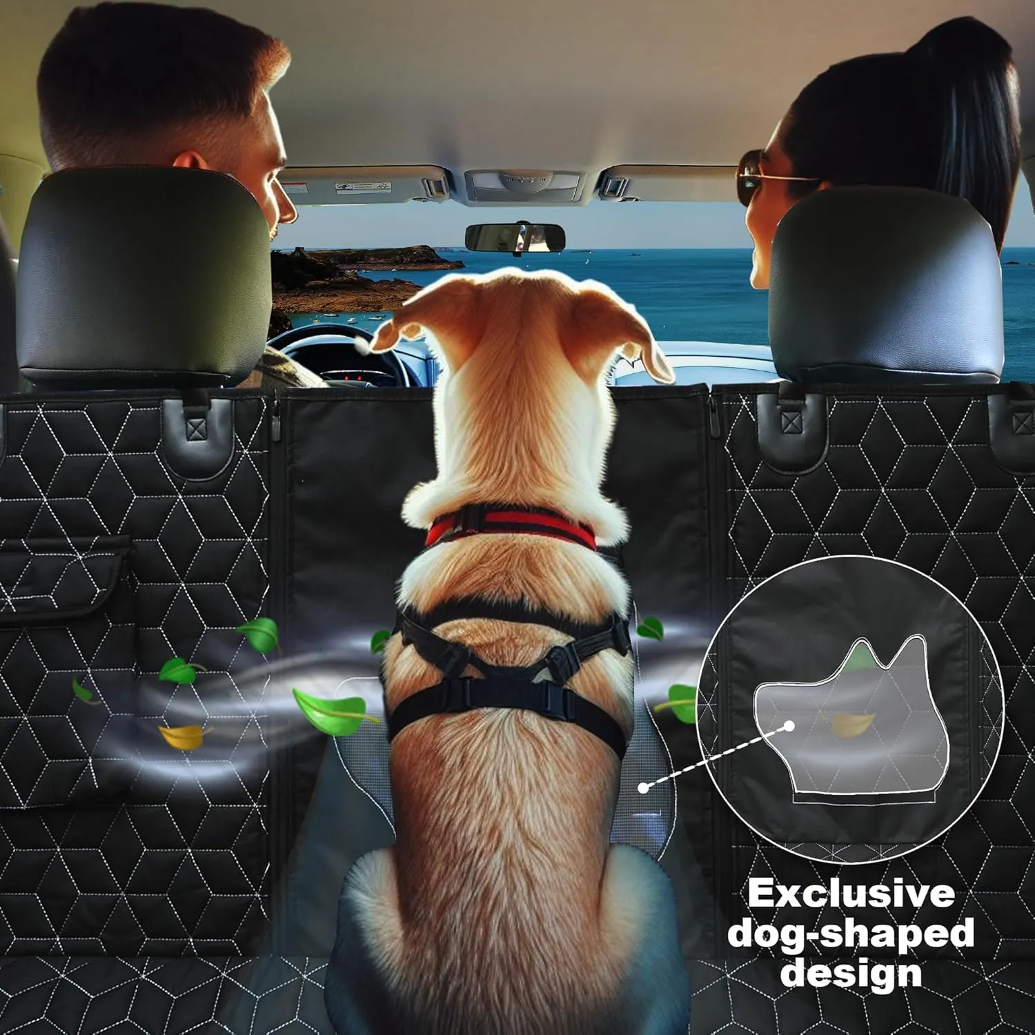 SUV Dog Car Seat Cover - 100% Waterproof, Heavy Duty Hammock for Back Seat, Non Slip Protector for Large SUVs
