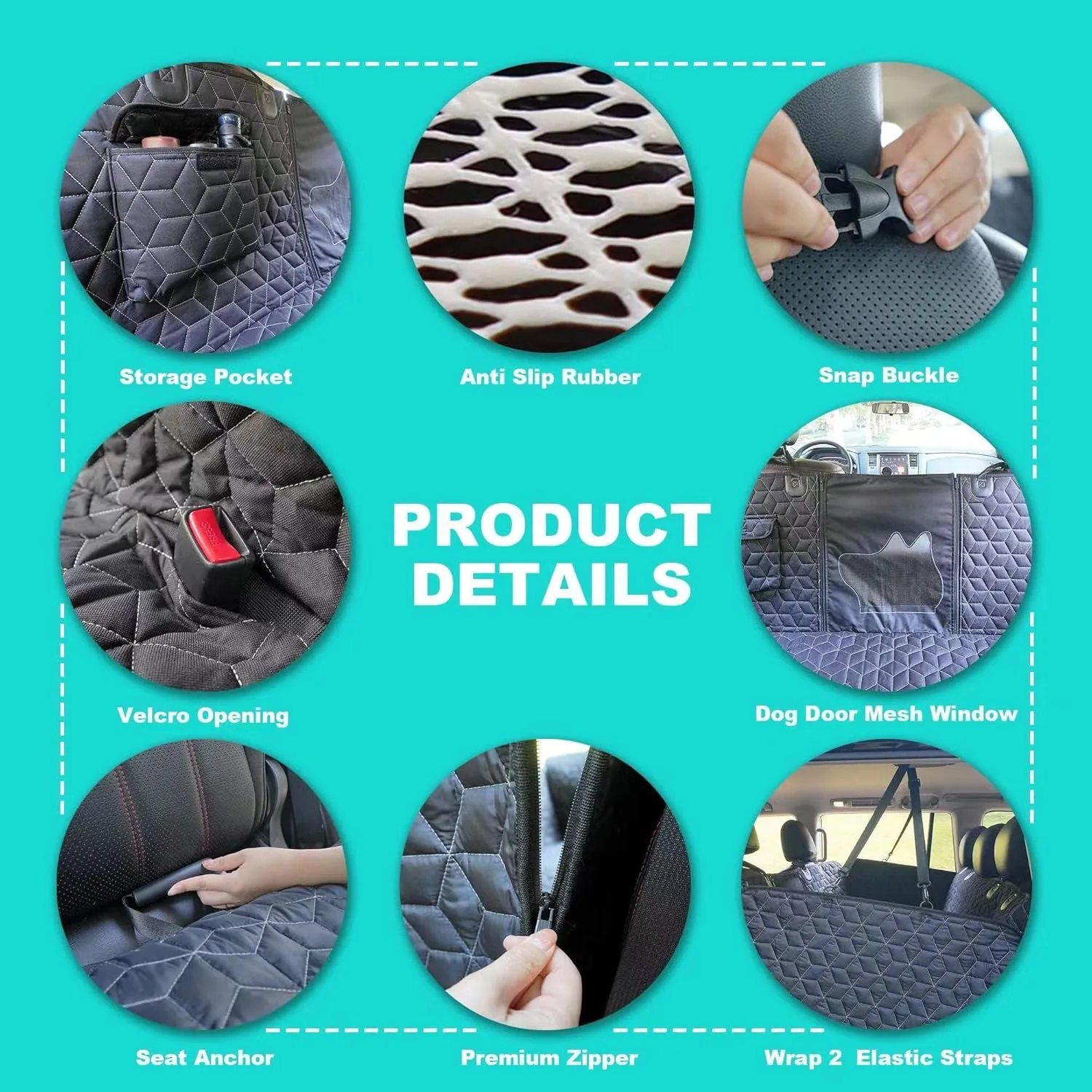 SUV Dog Car Seat Cover - 100% Waterproof, Heavy Duty Hammock for Back Seat, Non Slip Protector for Large SUVs