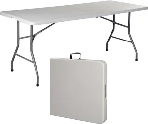 Swan Shop 6' Folding Table Portable Plastic Indoor Outdoor Picnic Party Dining Camp Tables,White,