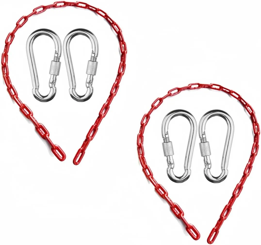Swing Chains (2) Fully Plastic Coated with 4 Free Quick Links Anti-Rust Iron Link Chains for Playground Kids Tree Swing Seat Support 660 Lb Swing Set Accessories and Replacement (Red)