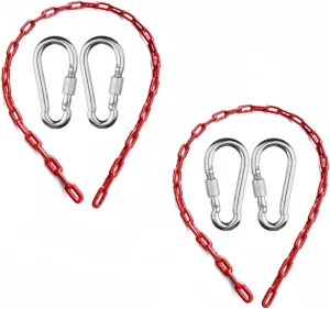 Swing Chains (2) Fully Plastic Coated with 4 Free Quick Links Anti-Rust Iron Link Chains for Playground Kids Tree Swing Seat Support 660 Lb Swing Set Accessories and Replacement (Red)