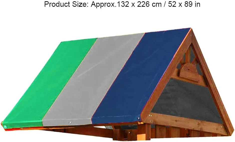 Swing Set Replacement Tarp, 210D Oxford Cloth Swing Set Canvas Cover, Waterproof and Dust Proof Canopy Cover, Multicolor, for Hiking, Camping(Green   Gray   Blue)