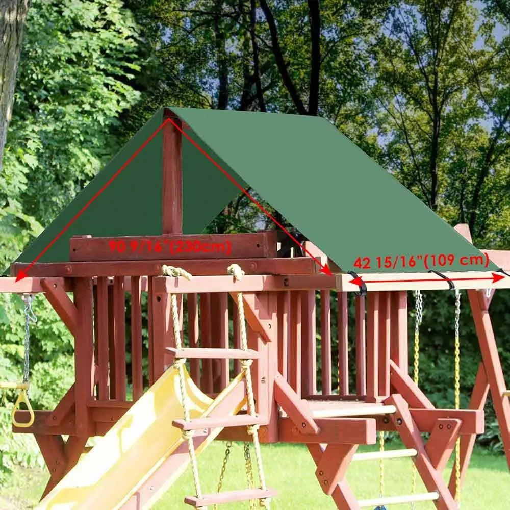 Swing Set Replacement Tarp, 52"x90" 43"x90" Playground Replacement Canopy, Outdoor Swingset Shade, Playground Roof Canopy Waterproof Cover Replacement Tarp Sunshade (Green, 52"x90")