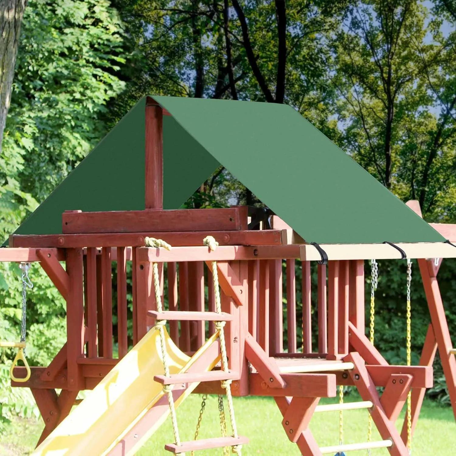 Swing Set Replacement Tarp, 52"x90" 43"x90" Playground Replacement Canopy, Outdoor Swingset Shade, Playground Roof Canopy Waterproof Cover Replacement Tarp Sunshade (Green, 52"x90")