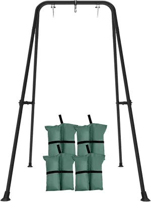 Swing Stand for Kids,Foldable A-Frame Swing Frame with 4 Sandbags,Indoor/Outdoor for Backyard Fits for Most Toddler/Baby Jumper/Hammock Chair, Black