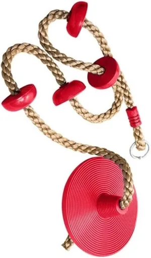 Swings Seats Rock Climbing Rope Platform and Disc Swing Seat Set Playground Accessories Including Extra Harness Play Set Swings (Color : Red)