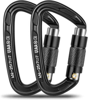 T-Fly Auto Locking Climbing Carabiner Clips 25KN (5620 lbs), Heavy Duty Carabiners for Rock/Ice Climbing, Rappelling, Rescue, Hammocks 3.9" Large Size (2pack)