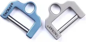 TACRAY Titanium Carabiner Keychain Clip, Utility Mini Sized Keyrings with Screw locking, Keychain Car Key Tool for EDC, 2pcs Per Pack, Blue and Grey