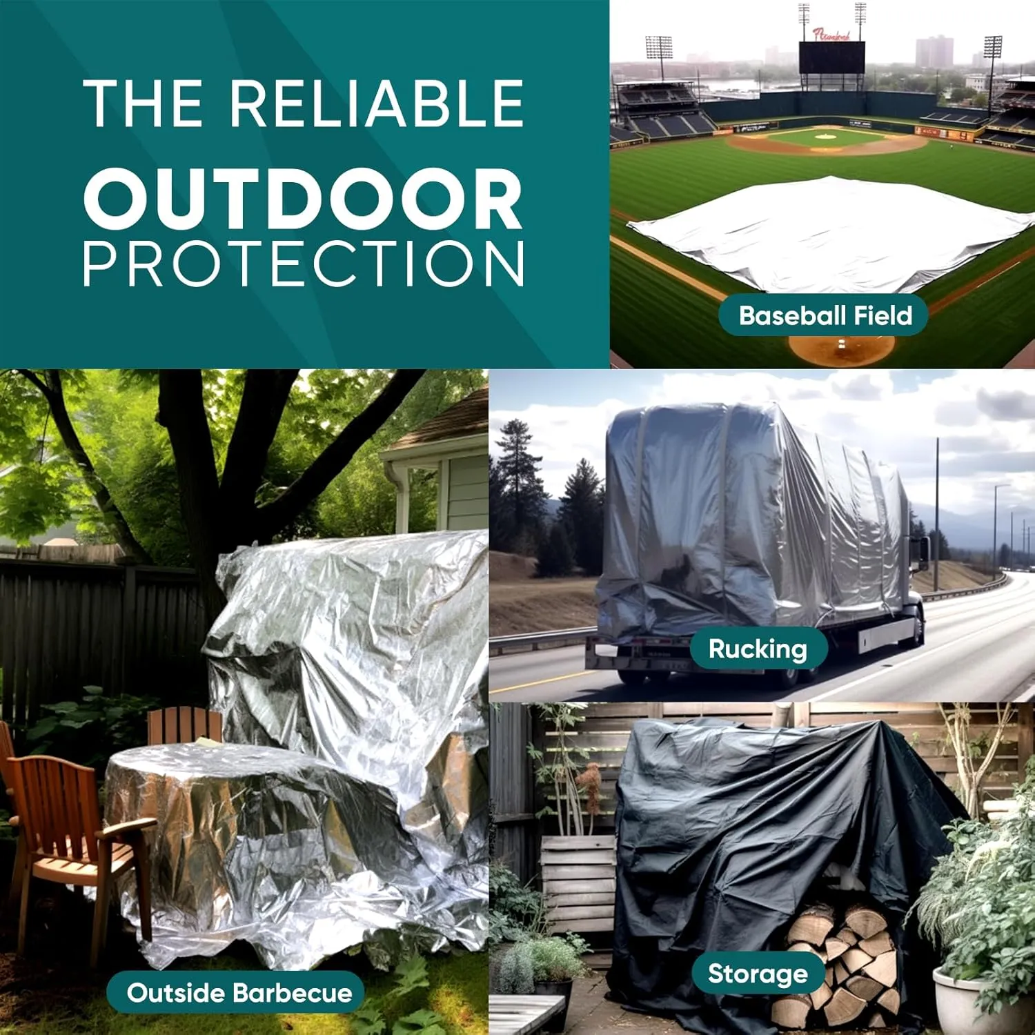 Tarp 10x10FT,10Mil 150GSM Black/Silver Heavy Duty Waterproof Tarp with Grommets and Reinforced Edges, All Purpose Finished Size Poly Tarps Cover for Firewood Roof Pool Boat