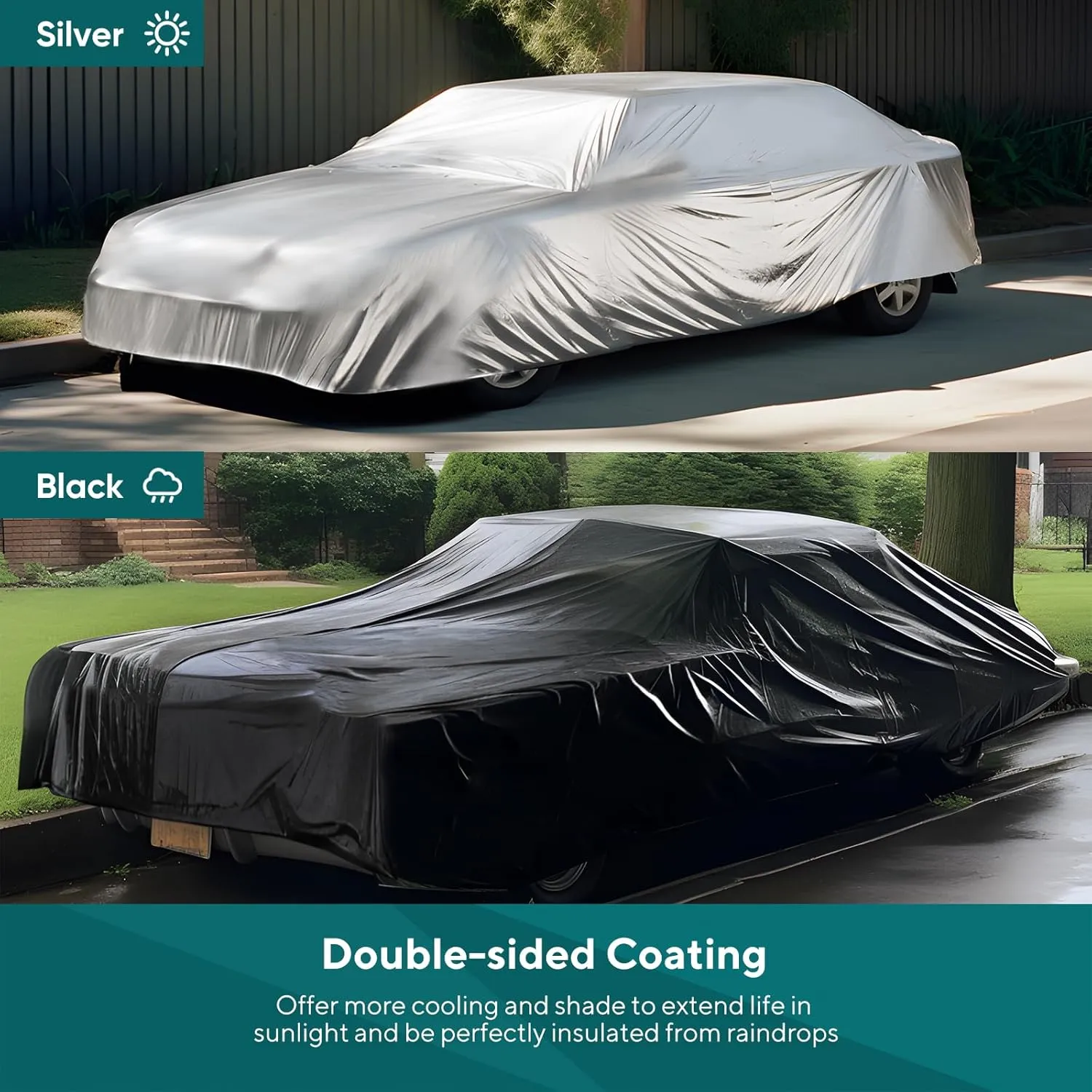 Tarp 10x10FT,10Mil 150GSM Black/Silver Heavy Duty Waterproof Tarp with Grommets and Reinforced Edges, All Purpose Finished Size Poly Tarps Cover for Firewood Roof Pool Boat