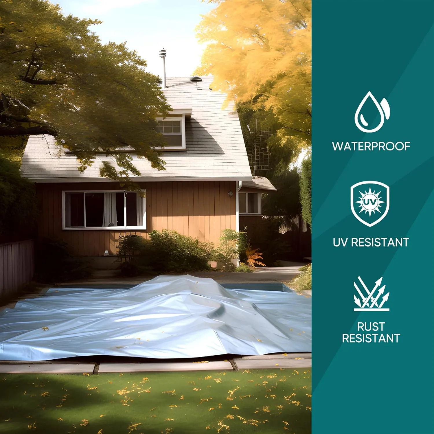 Tarp 10x10FT,10Mil 150GSM Black/Silver Heavy Duty Waterproof Tarp with Grommets and Reinforced Edges, All Purpose Finished Size Poly Tarps Cover for Firewood Roof Pool Boat