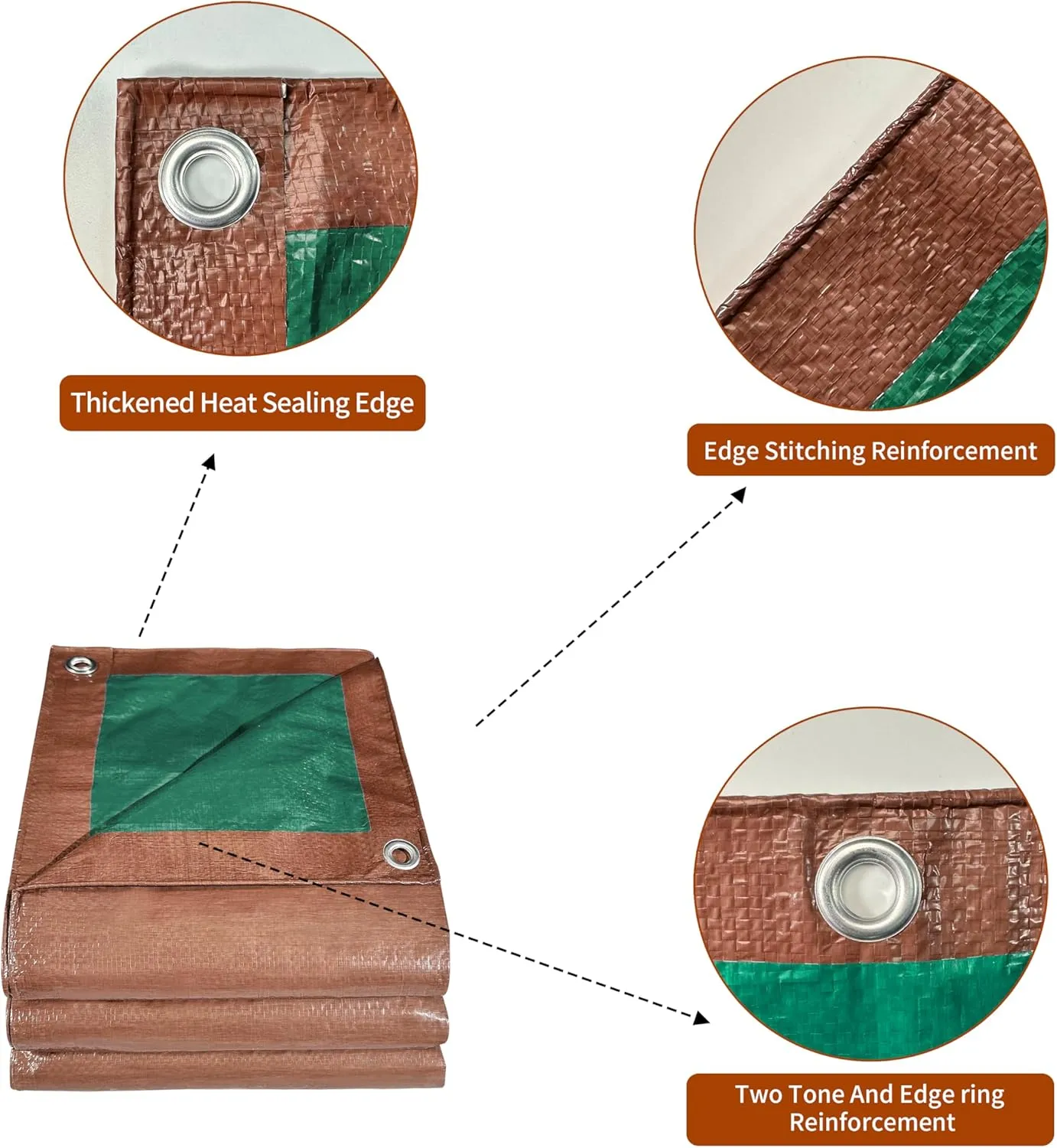 Tarp 12x30 ft 100% Waterproof 7mil Durable Grommets and Reinforced Edges,Uv Resistant,Green/Brown Tarp,Emergency Rain Shelter,Outdoor Cover and Camping Use -by MVPNET