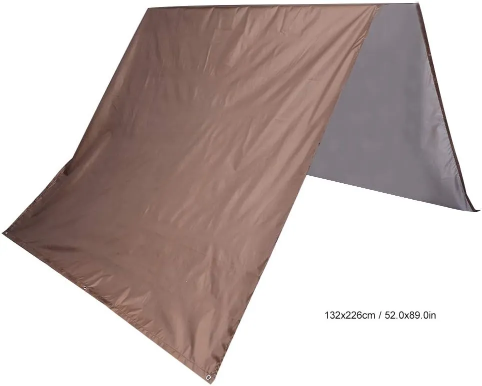 Tarp, Camping Tarp, Awning Cover, Camping Tent, Barbecue Tarp, Sunshade, Rain Protection, Protection, Size 132 X 226 Cm, for Families of 4 to 6, Highly (Brown)
