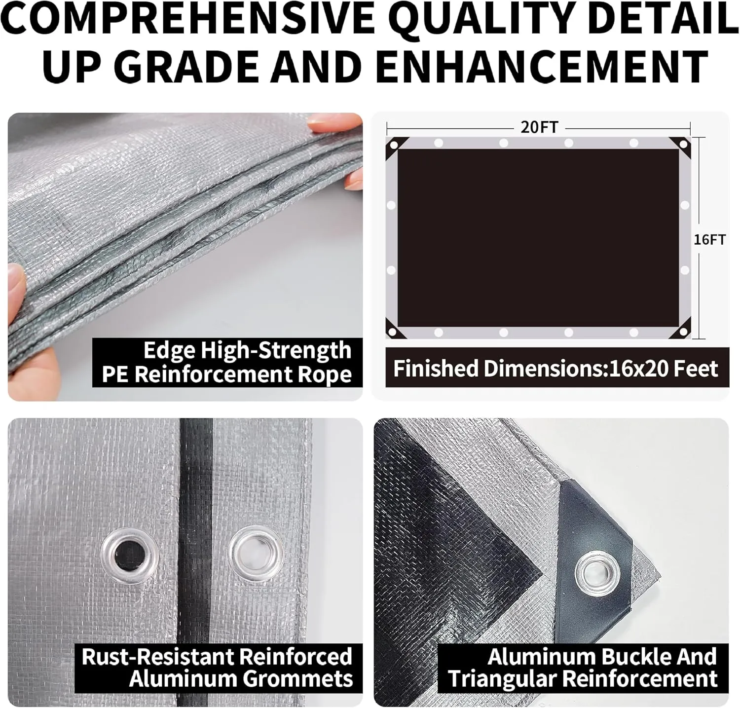 Tarp Heavy Duty 16x20ft Waterproof Tarps,10mil Uv Resistant,Multipurpose Silver/Black Tarps for Cars,Camping,Roof,Ship,Garden.by-MVPNET