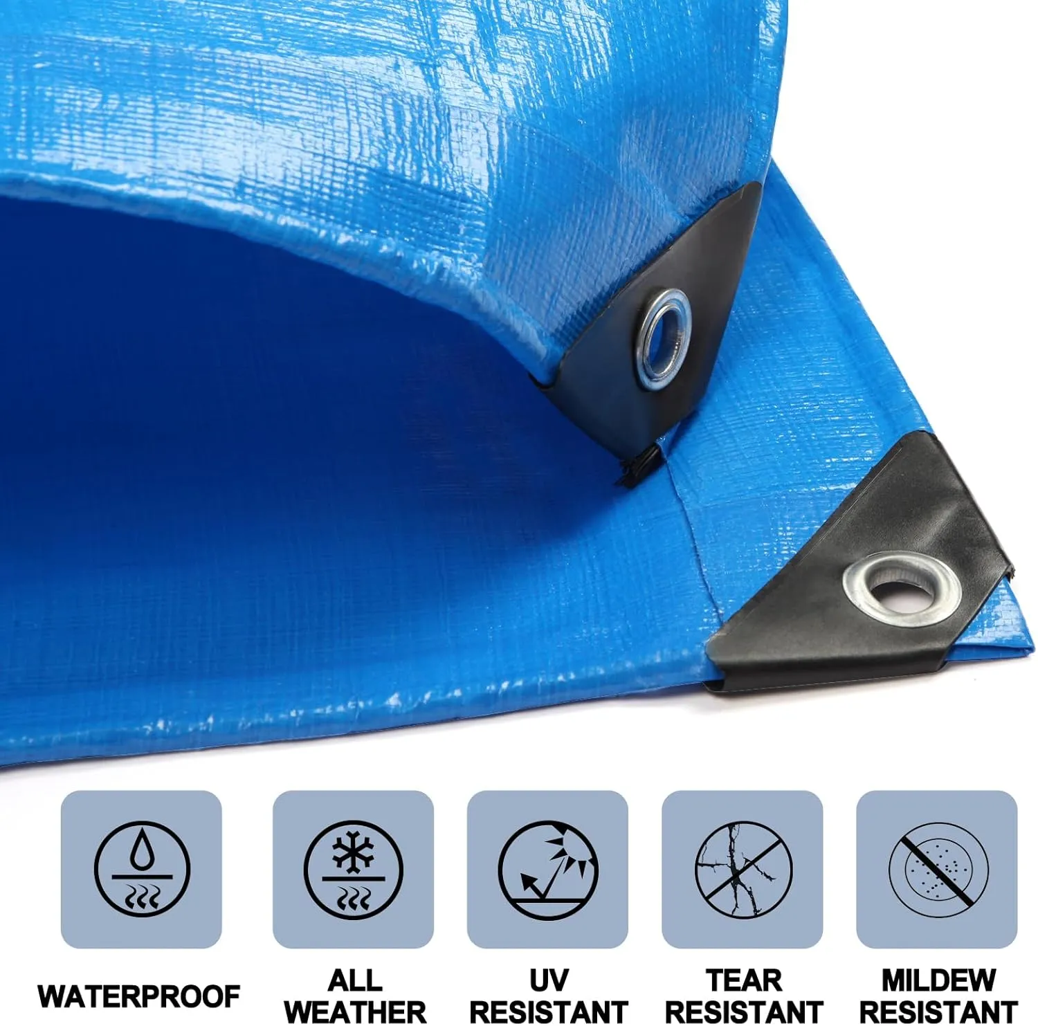 Tarp Heay Duty Waterproof 14x14ft,Blue Tarp Cover Plastic Poly Tarpaulin for Outdoor Cover,Emergency Rain,Roof, Pool, Boat,Camping - Multipurpose with 11Mil Thickness