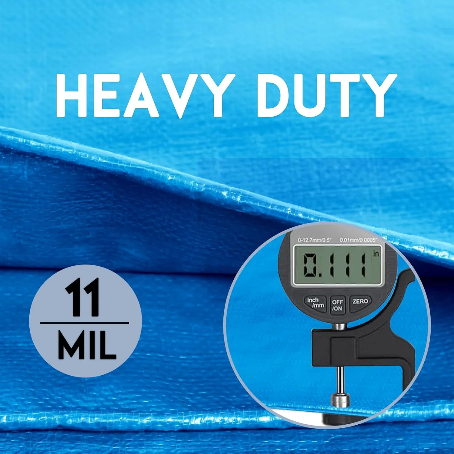 Tarp Heay Duty Waterproof 14x14ft,Blue Tarp Cover Plastic Poly Tarpaulin for Outdoor Cover,Emergency Rain,Roof, Pool, Boat,Camping - Multipurpose with 11Mil Thickness