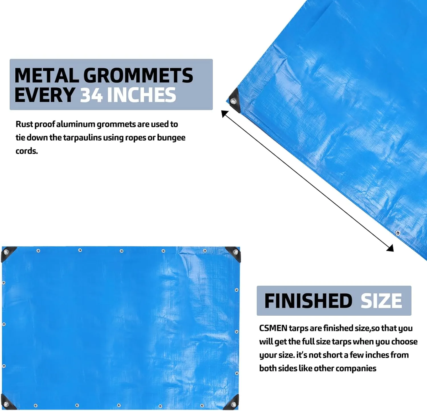 Tarp Heay Duty Waterproof 14x14ft,Blue Tarp Cover Plastic Poly Tarpaulin for Outdoor Cover,Emergency Rain,Roof, Pool, Boat,Camping - Multipurpose with 11Mil Thickness