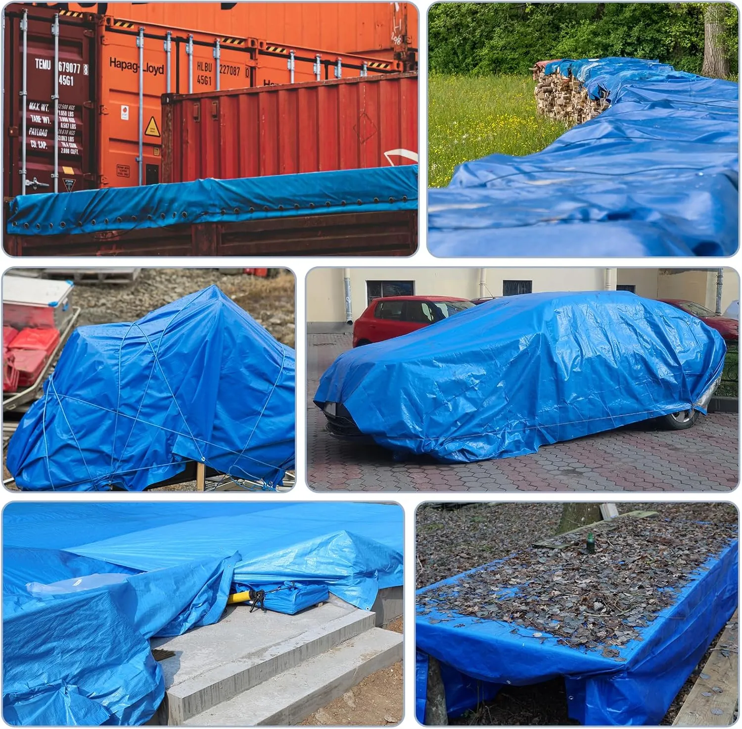 Tarp Heay Duty Waterproof 14x14ft,Blue Tarp Cover Plastic Poly Tarpaulin for Outdoor Cover,Emergency Rain,Roof, Pool, Boat,Camping - Multipurpose with 11Mil Thickness