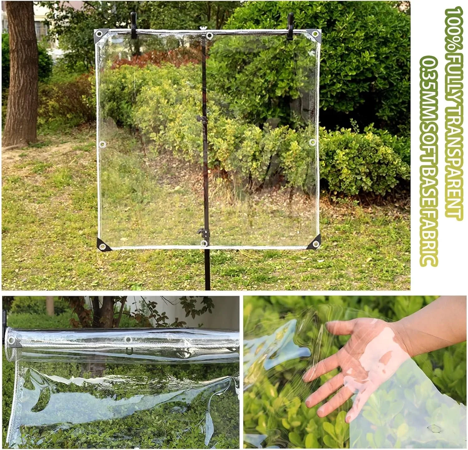 Tarp Sheet Heavy Duty Plastic Tarpaulin with Grommets Foldable Ground Sheet Outdoor Rainproof Canopy Tent for Camping Garden Furniture 3x3m (Size : 1.5x1.8m)